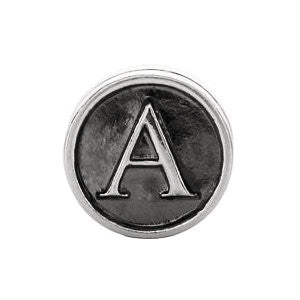 Sterling Silver 10.6mm Letter 
"A" Alpha Cylinder Bead