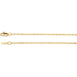 14K Yellow 1.5mm Rope 24" Chain