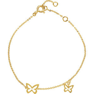 14K Yellow Butterfly Design 7" Bracelet