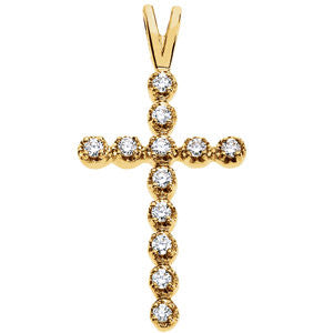 14K Yellow .18 CTW Diamond Cross Pendant