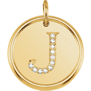 14K Yellow .05 CTW Diamond Initial "J" Pendant