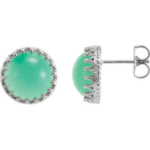 Sterling Silver 10mm Round Chrysoprase Earrings