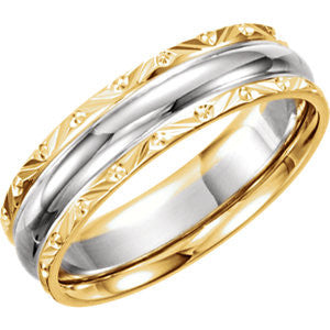 14K White & Yellow 6mm Band Size 9