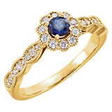 14K White Blue Sapphire & 1/3 CTW Diamond Ring