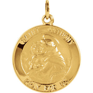 14K Yellow 18mm St. Anthony Medal