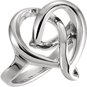 14K White Freeform Heart Ring