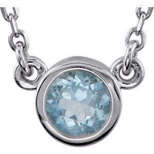 Sterling Silver Aquamarine Bezel 18" Necklace