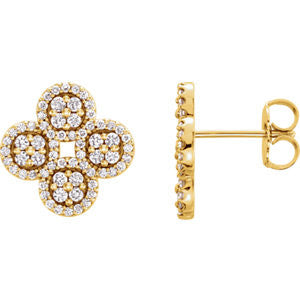 14K Yellow 1/2 CTW Diamond Clover Earrings