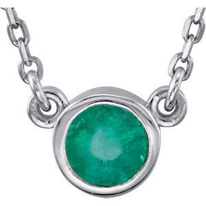 Sterling Silver Emerald Bezel 16" Necklace