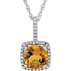 Sterling Silver 7mm Citrine & .015 CTW Diamond 18" Necklace