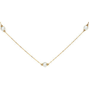 14K Yellow Pearl Station 37.50" Necklace