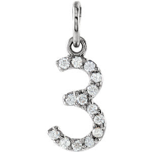 14K White .06 CTW Diamond Numeric Charm or Pendant