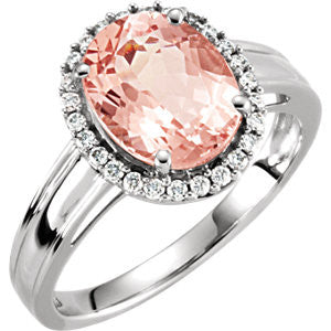 14K Rose Morganite & 1/6 CTW Diamond Ring