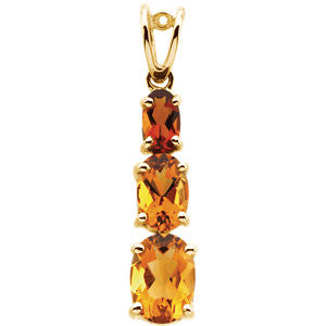 14K Yellow Citrine & Madeira Citrine Pendant