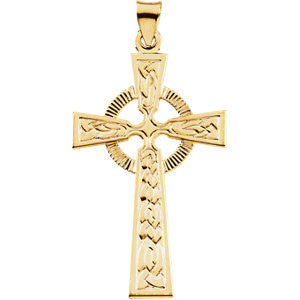 14K Yellow 40x25mm Fancy Celtic Cross Pendant