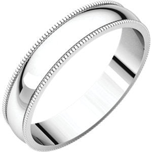 14K White 4mm Light Milgrain Band