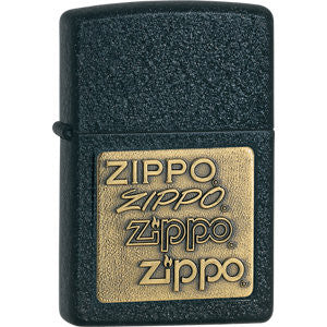 Zippo® Brass Emblem Black Crackle&trade; Lighter