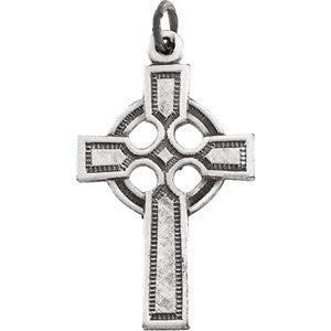 14K White 23x16mm Celtic Cross Pendant