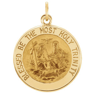 14K Yellow 18.25mm Round Holy Trinity Medal