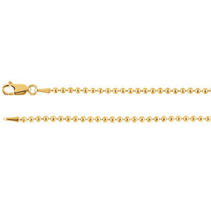 14K Yellow 2mm Bead 24" Chain