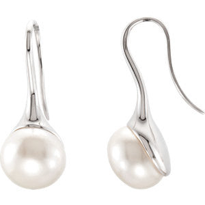 Sterling Silver 12-13mm Freshwater Pearl Dangle Earrings