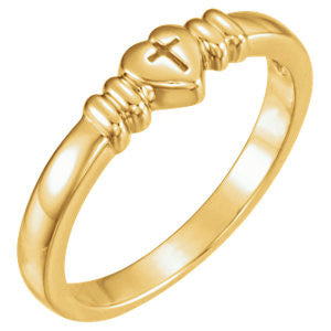 10K Yellow Heart with Cross Chastity Ring Size 6