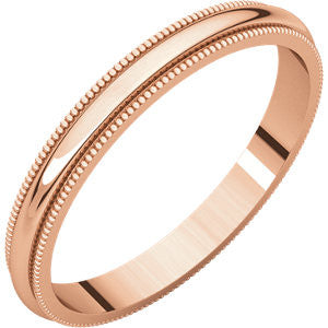 14K Rose 2.5mm Milgrain Band