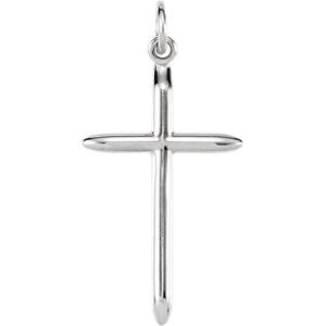 14K White 25x15mm Cross Pendant