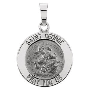 14K White 15mm Round St. George Medal