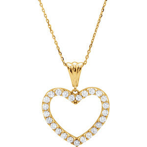 14K White 1/2 CTW Diamond Heart 18" Necklace