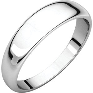 14K White 5mm Half Round Tapered Band