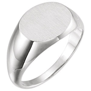 14K White Signet Ring