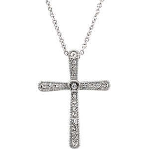 14K Yellow .05 CTW Diamond Cross 18" Necklace