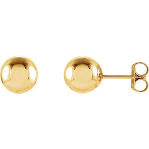 14K Yellow 7mm Ball Earrings with Bright Finish