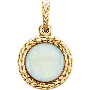 14K White Opal Pendant