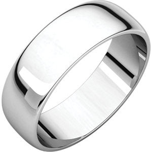 14K White 6mm Half Round Light Band