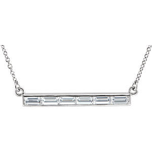 14K White 3/4 CTW Diamond Bar 17" Necklace