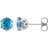 14K White Swiss Blue Topaz Earrings