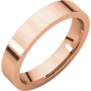 14K Rose 4mm Flat Comfort Fit Wedding Band