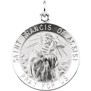 Sterling Silver 22mm Round St. Francis of Assisi Medal