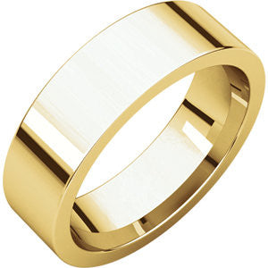 18K Yellow 6mm Flat Comfort Fit Band