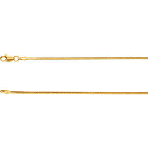 14K Yellow 1.2mm Square Diamond Cut Snake 20" Chain