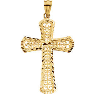 14K Yellow 33x22.5mm Cross Pendant