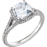 14K White Aquamarine & 1/5 CTW Diamond Ring