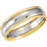 14K White & Yellow 6mm Comfort Fit Band Size 8