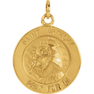 14K Yellow 15mm St. Anthony Medal