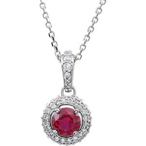 14K White Ruby & 1-4 CTW Diamond 18" Necklace