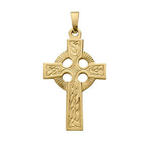 14K Yellow 24x16mm Fancy Celtic Cross Pendant