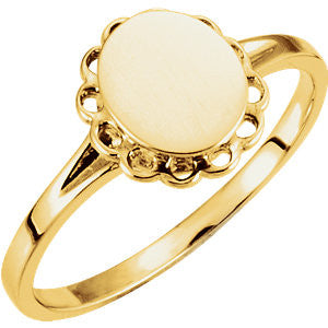 14K Yellow Oval Signet Ring