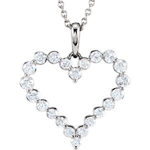 14K White 1 CTW Diamond Heart Necklace